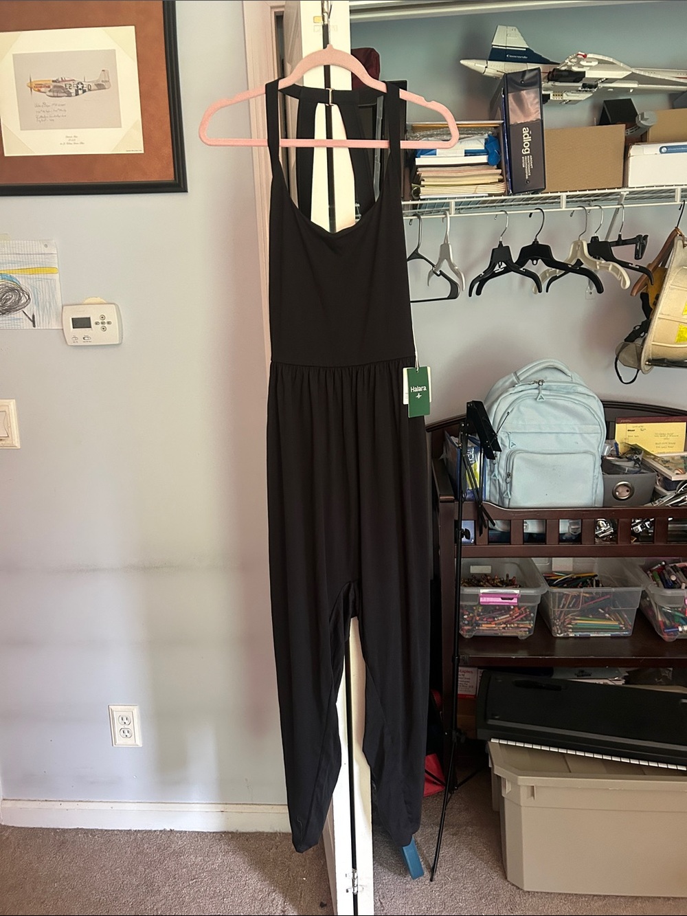 HALARA Black Sleeveless Jumpsuit with Scoop Neck